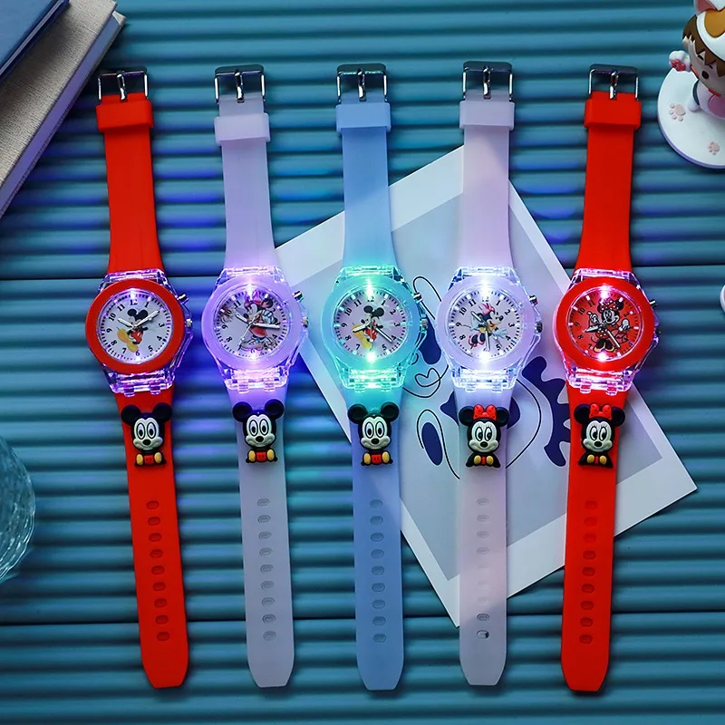 New Mickey Mouse Children Watches Cartoon Figure Doll Boys Girls Birthday Gifts Quartz Clock