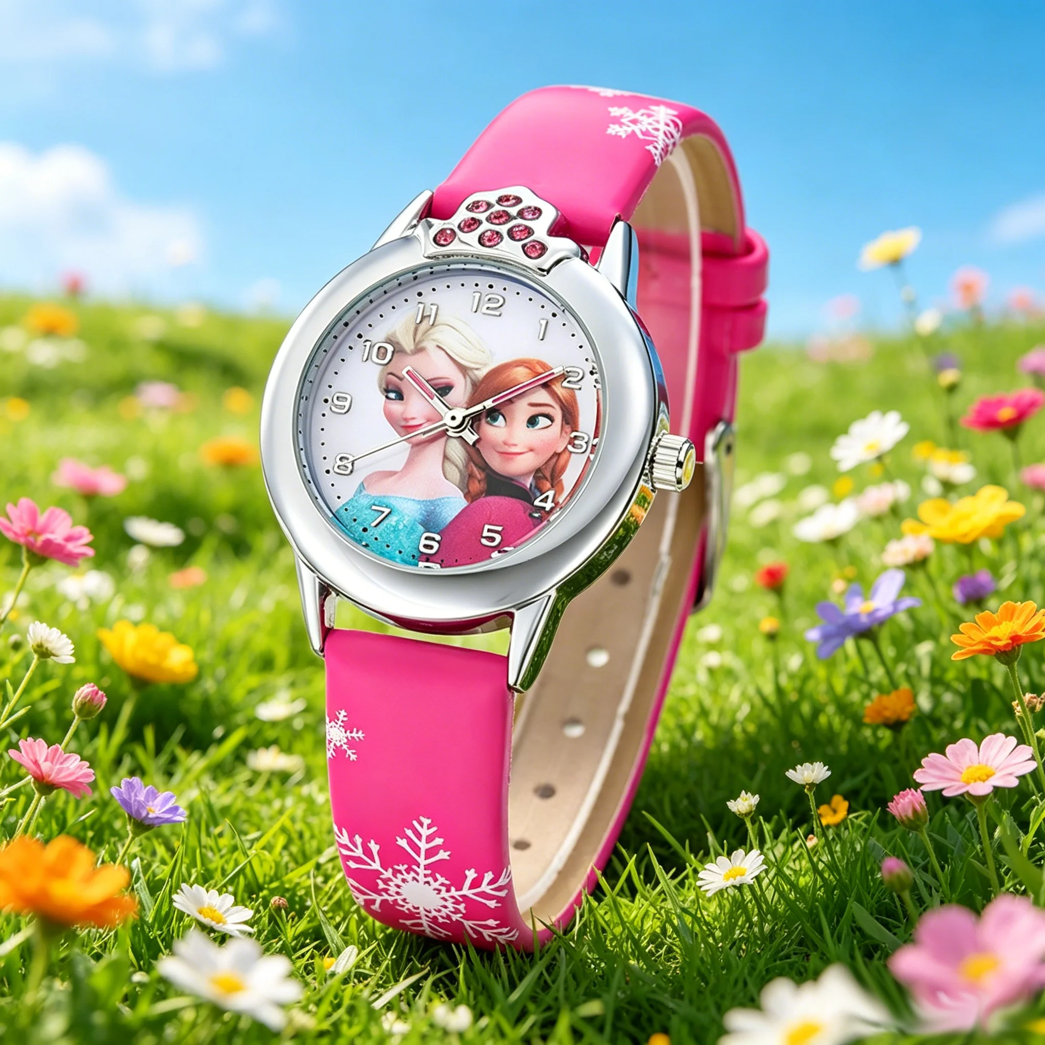 Ladies' Fashion Cartoon Frozen Elsa Princess Student Watch Quartz Watch Children's Girls Beautiful Watch Holiday Gift