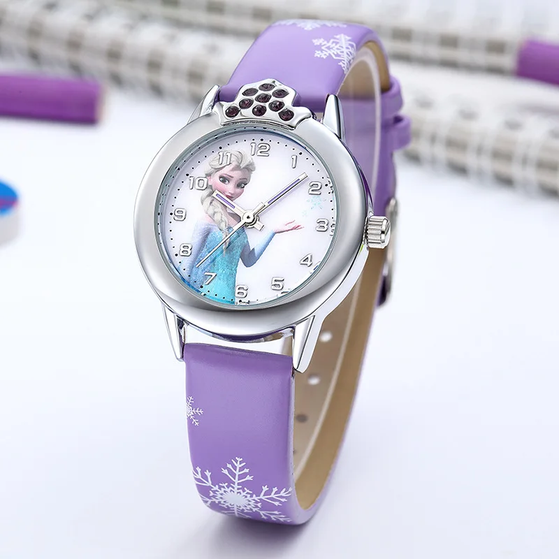 Ladies' Fashion Cartoon Frozen Elsa Princess Student Watch Quartz Watch Children's Girls Beautiful Watch Holiday Gift