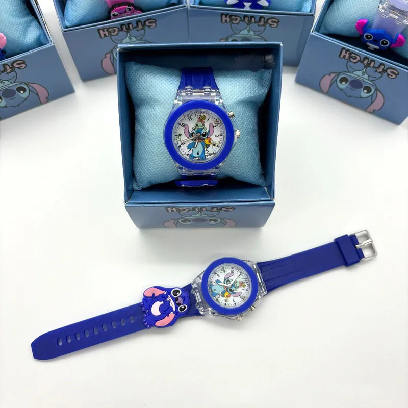 New Stitch Children Watches Silicone Strap Quartz Kids Watch Flash Light Children Watch Birthday Gift Childrens Watch Casual ﻿