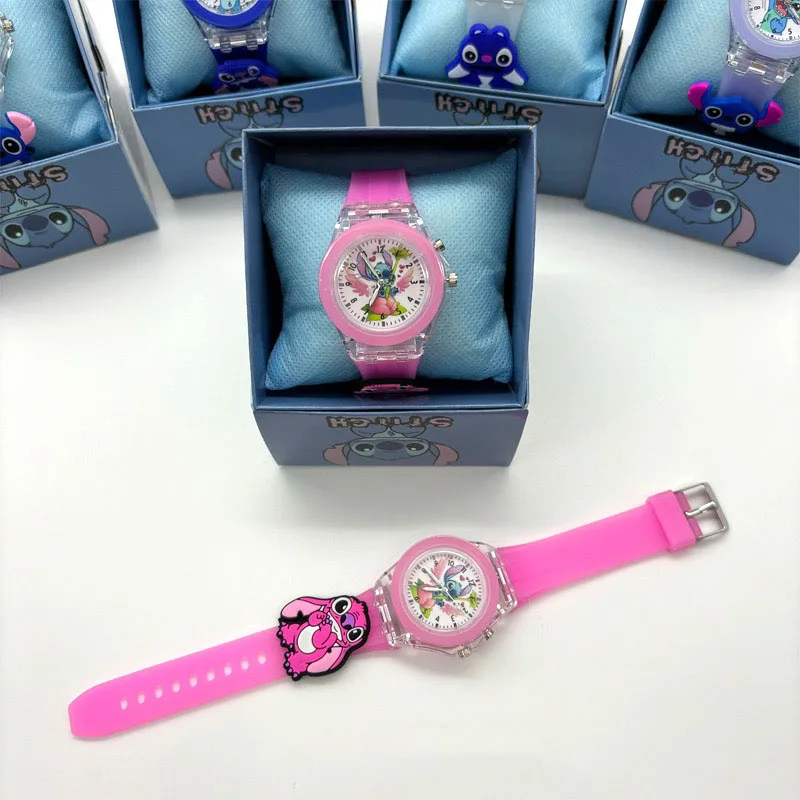 New Stitch Children Watches Silicone Strap Quartz Kids Watch Flash Light Children Watch Birthday Gift Childrens Watch Casual ﻿