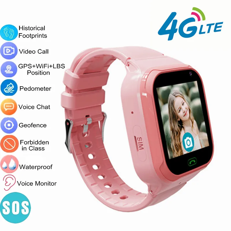 4G Kids Smart Phone Watch Video Call WIFI LBS Location SOS Tracker Baby Camera Waterproof Watch For Boy Girl Smart Watch For Kid