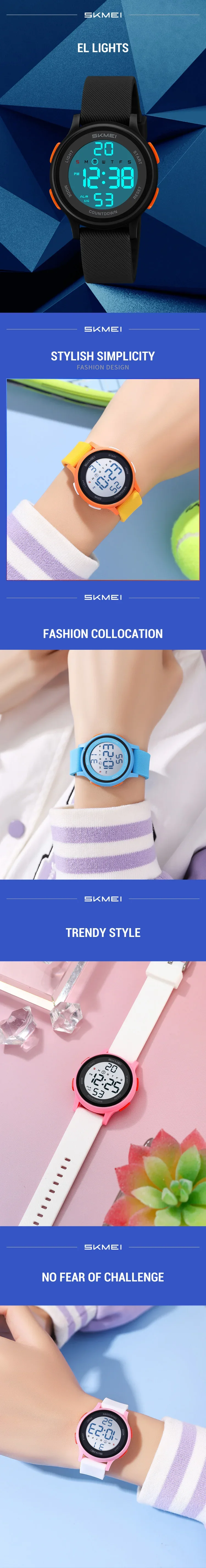 SKMEI 2427 Sport Colorful Children Digital Kids Wristwatches Waterproof Child Electronic Watch Boy Girl Shockproof Montre 1721