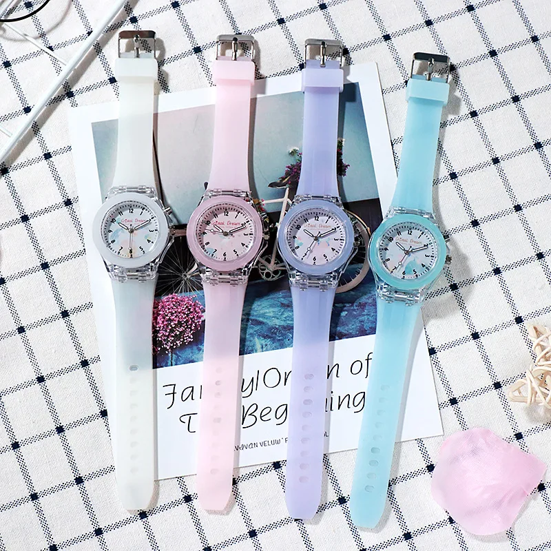 Cute Cartoon Kids Watch Colorful Flashing LED Light Children's Quartz Wristwatch Soft Silicone Strap Watches for Kids Girls Boys