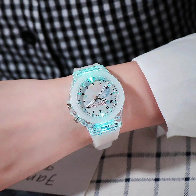 Cute Cartoon Kids Watch Colorful Flashing LED Light Children's Quartz Wristwatch Soft Silicone Strap Watches for Kids Girls Boys