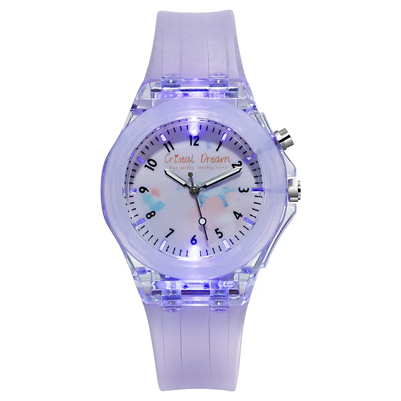 Cute Cartoon Kids Watch Colorful Flashing LED Light Children's Quartz Wristwatch Soft Silicone Strap Watches for Kids Girls Boys