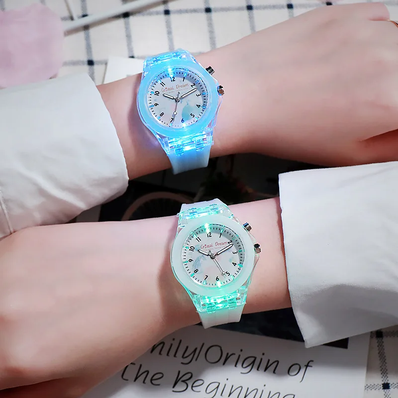 Cute Cartoon Kids Watch Colorful Flashing LED Light Children's Quartz Wristwatch Soft Silicone Strap Watches for Kids Girls Boys