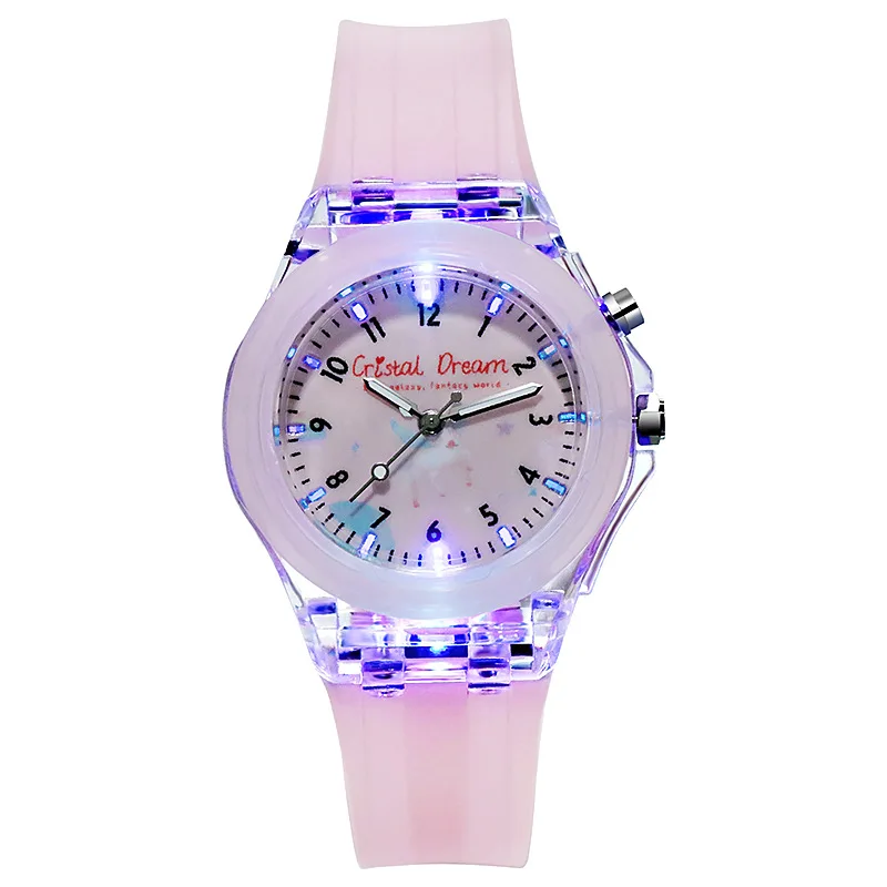 Cute Cartoon Kids Watch Colorful Flashing LED Light Children's Quartz Wristwatch Soft Silicone Strap Watches for Kids Girls Boys