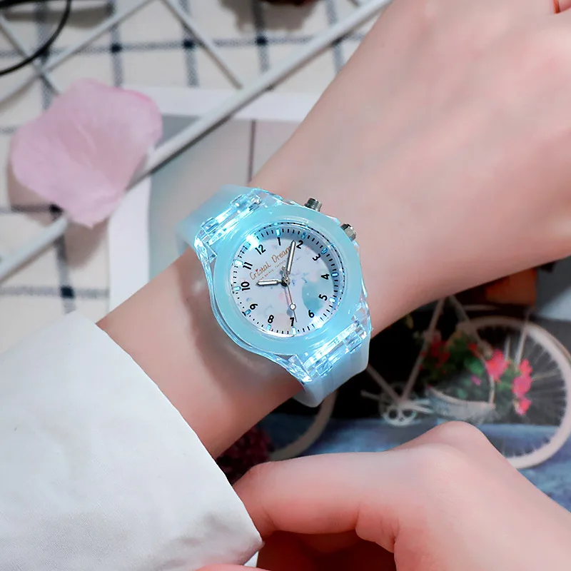 Cute Cartoon Kids Watch Colorful Flashing LED Light Children's Quartz Wristwatch Soft Silicone Strap Watches for Kids Girls Boys