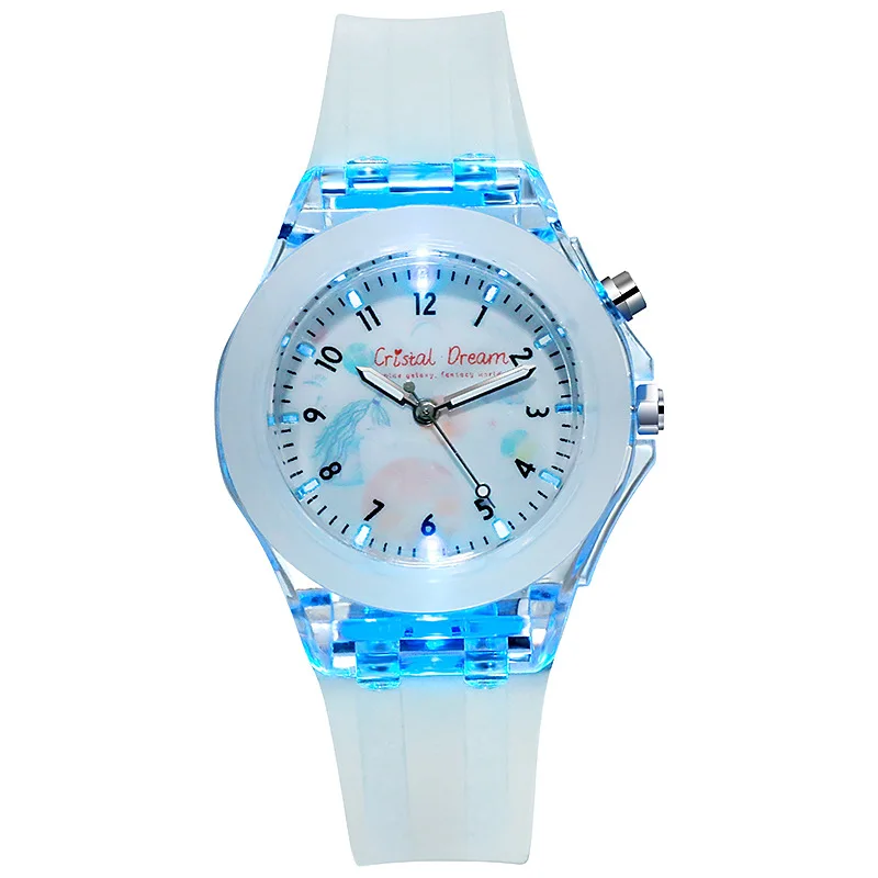 Cute Cartoon Kids Watch Colorful Flashing LED Light Children's Quartz Wristwatch Soft Silicone Strap Watches for Kids Girls Boys