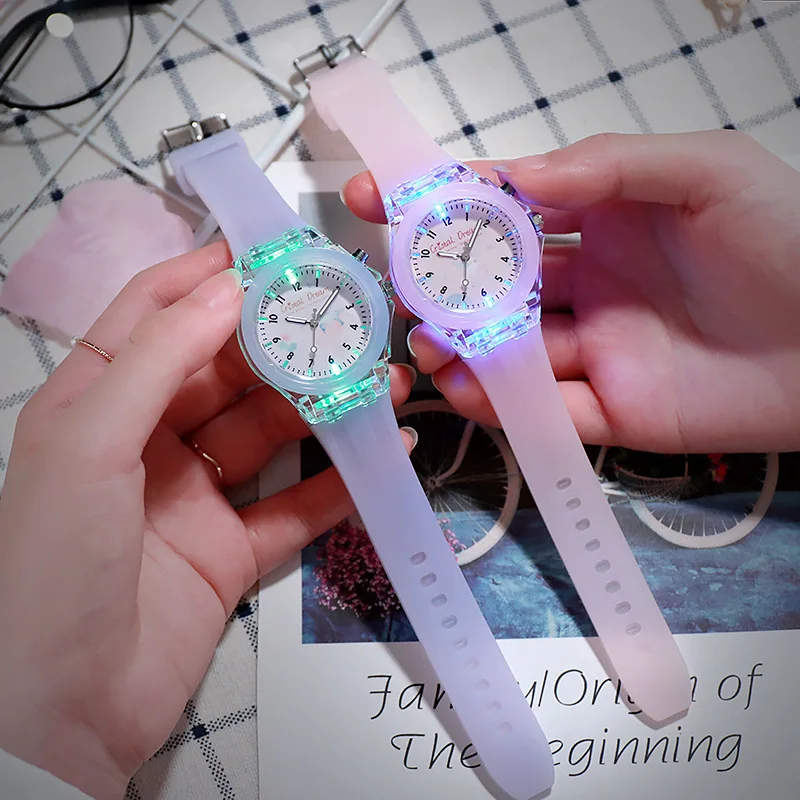 Cute Cartoon Kids Watch Colorful Flashing LED Light Children's Quartz Wristwatch Soft Silicone Strap Watches for Kids Girls Boys