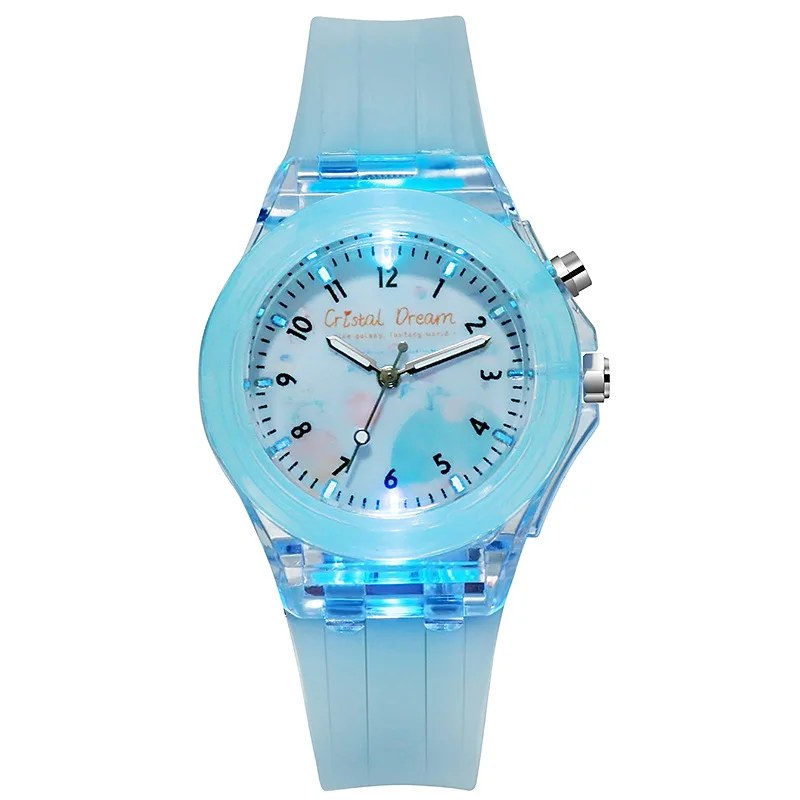 Cute Cartoon Kids Watch Colorful Flashing LED Light Children's Quartz Wristwatch Soft Silicone Strap Watches for Kids Girls Boys