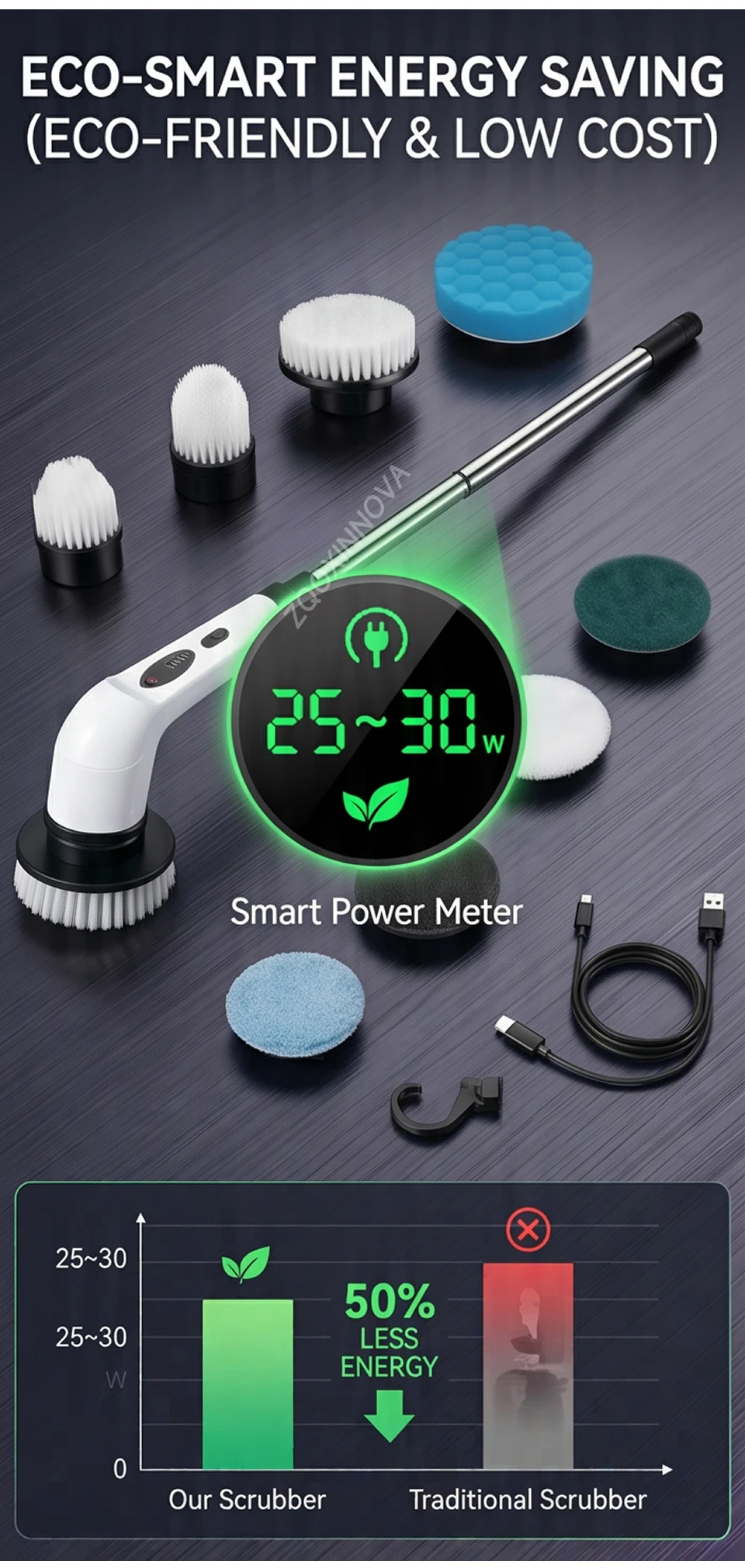 Household CordLess Electric Cleaning Brush Kitchen Gadgets Hair Brushes Bathroom Broom Toilet Mops Multifunctional Spin Scrubber