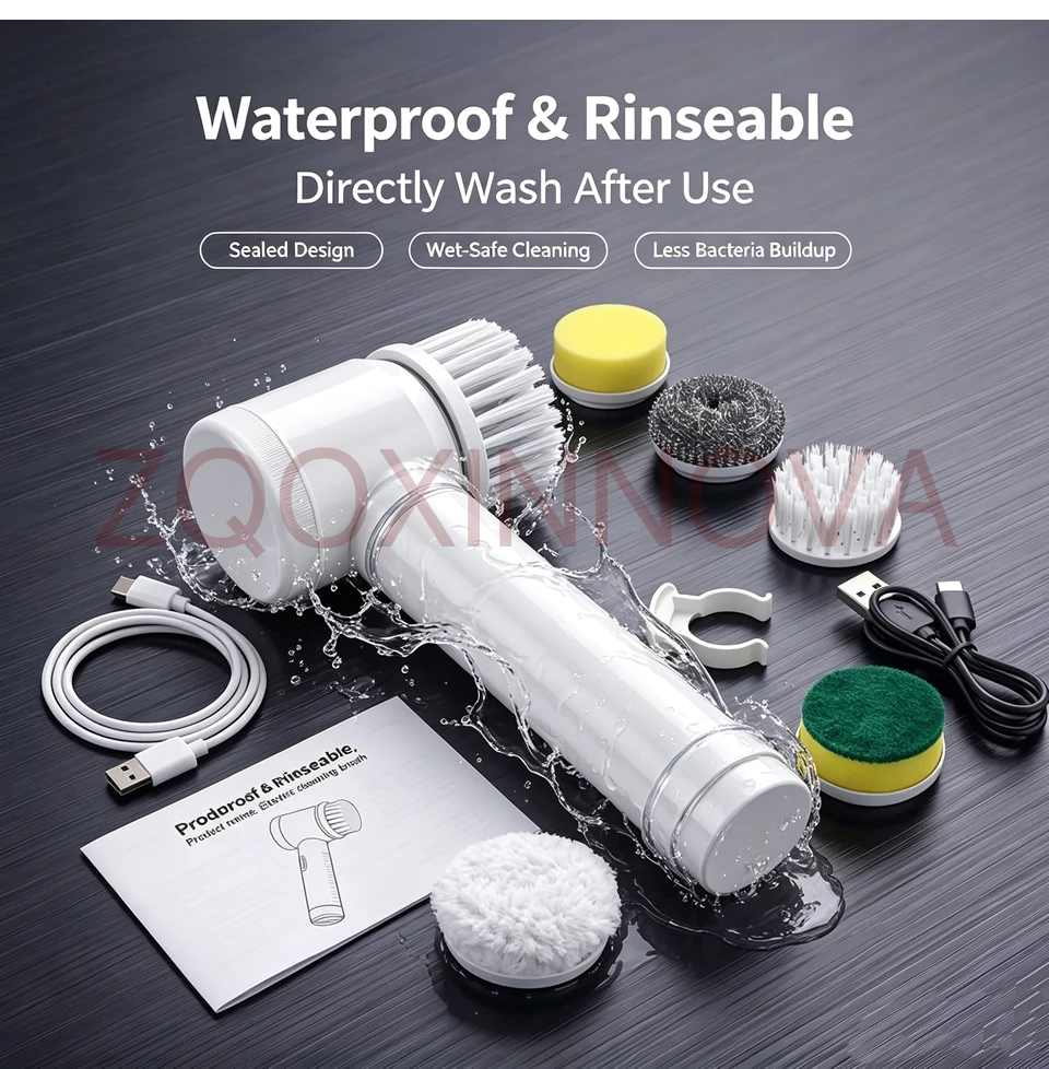 Household CordLess Electric Cleaning Brush Kitchen Gadgets Hair Brushes Bathroom Broom Toilet Mops Multifunctional Spin Scrubber