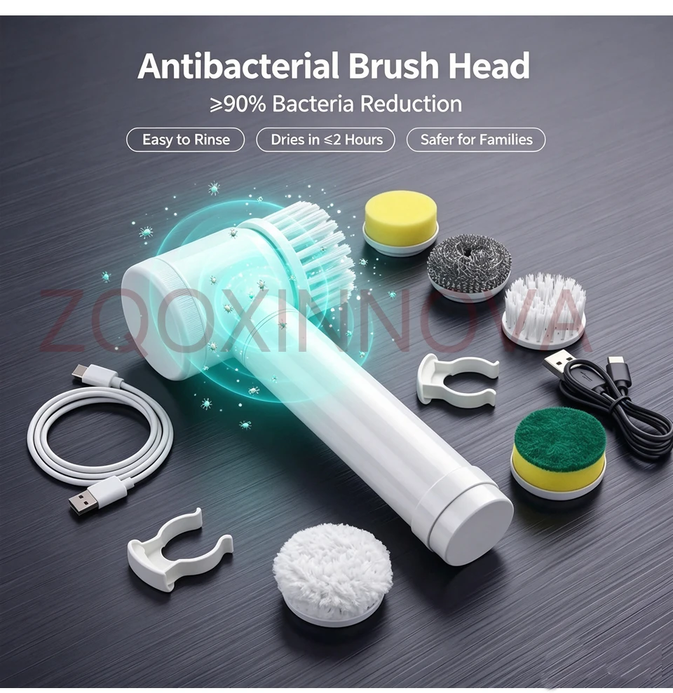 Household CordLess Electric Cleaning Brush Kitchen Gadgets Hair Brushes Bathroom Broom Toilet Mops Multifunctional Spin Scrubber