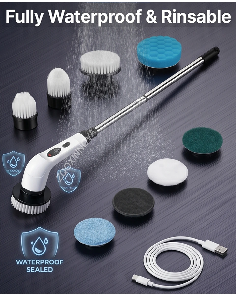 Household CordLess Electric Cleaning Brush Kitchen Gadgets Hair Brushes Bathroom Broom Toilet Mops Multifunctional Spin Scrubber