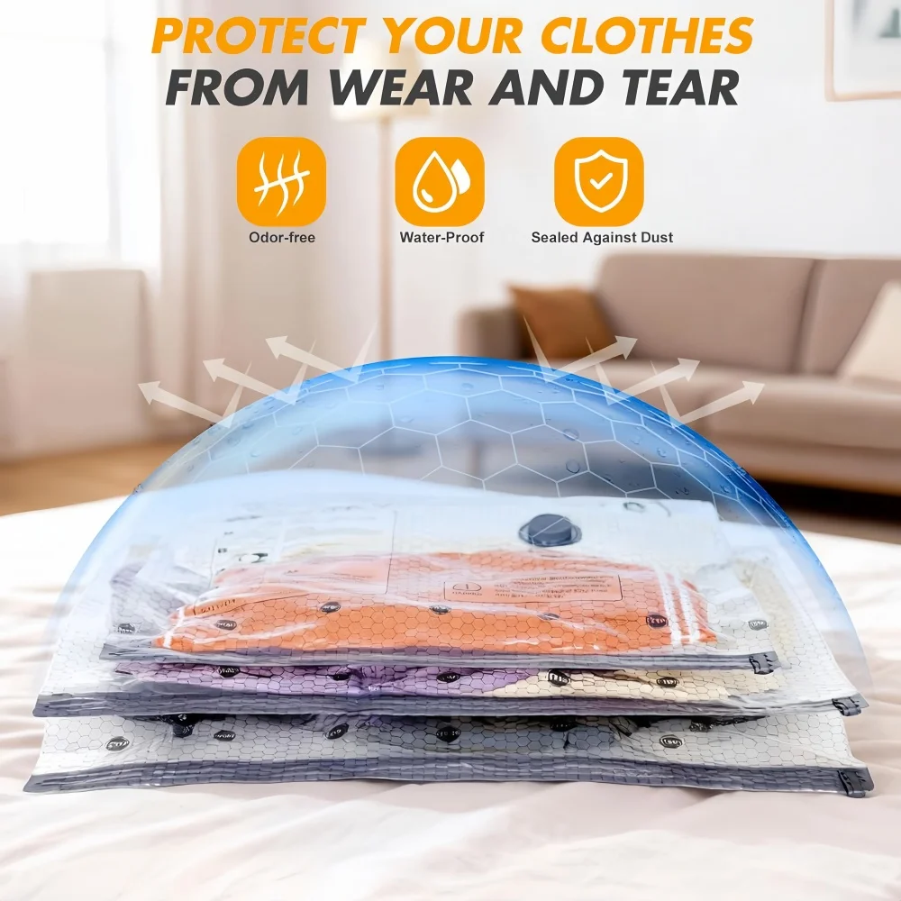 Vacuum Storage Bags for Travel and Home with Electric Pump, 3 Sizes Compression Space Saver Packing Bags for Luggage Suitcase