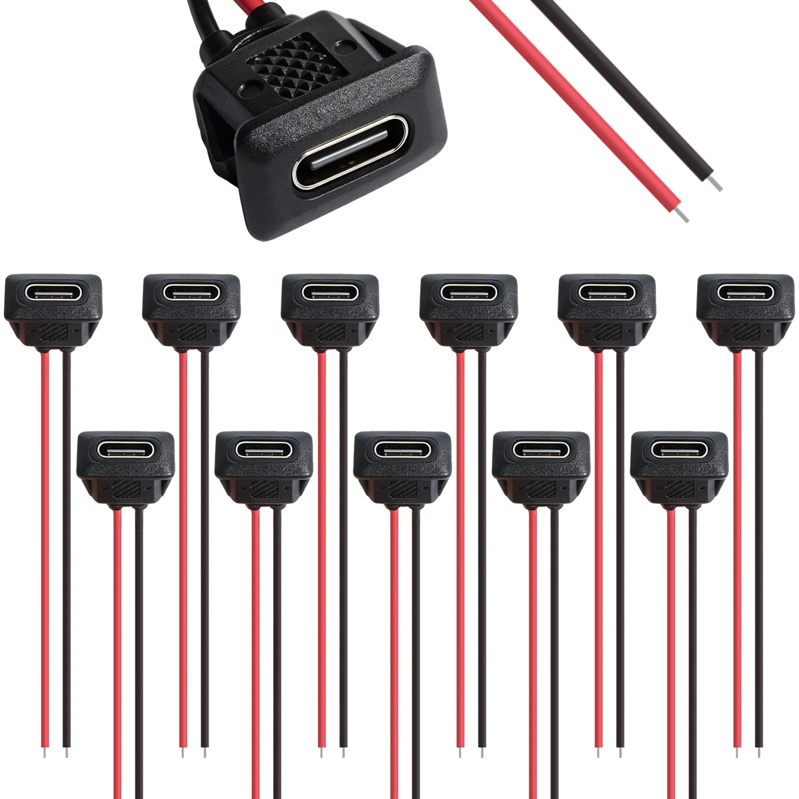 20PCS Type-C Female Chassis 2 Pin Type-C Female Socket Connector Waterproof Jack Female Charging Port with Card Buckle 3A USB-C