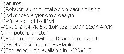 4.7k/10k/22K/100K Potentiometer Speed Governing Foot Switch Frequency Controller Governor Motor Pedal Switch
