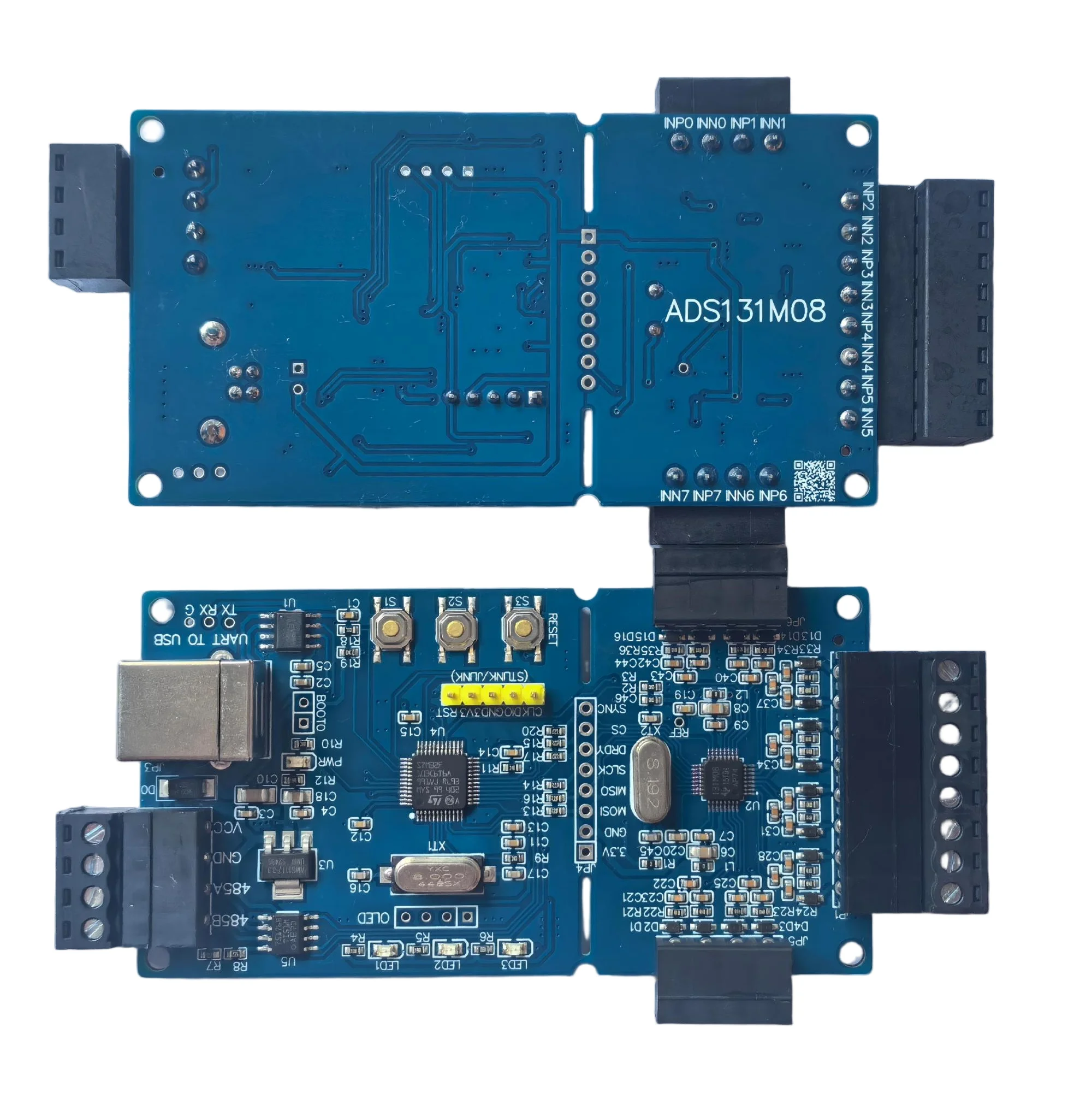 ADS131M08 Module - 24-bit High-Precision ADC with 8-Channel Differential Input View Data via USB And OLED