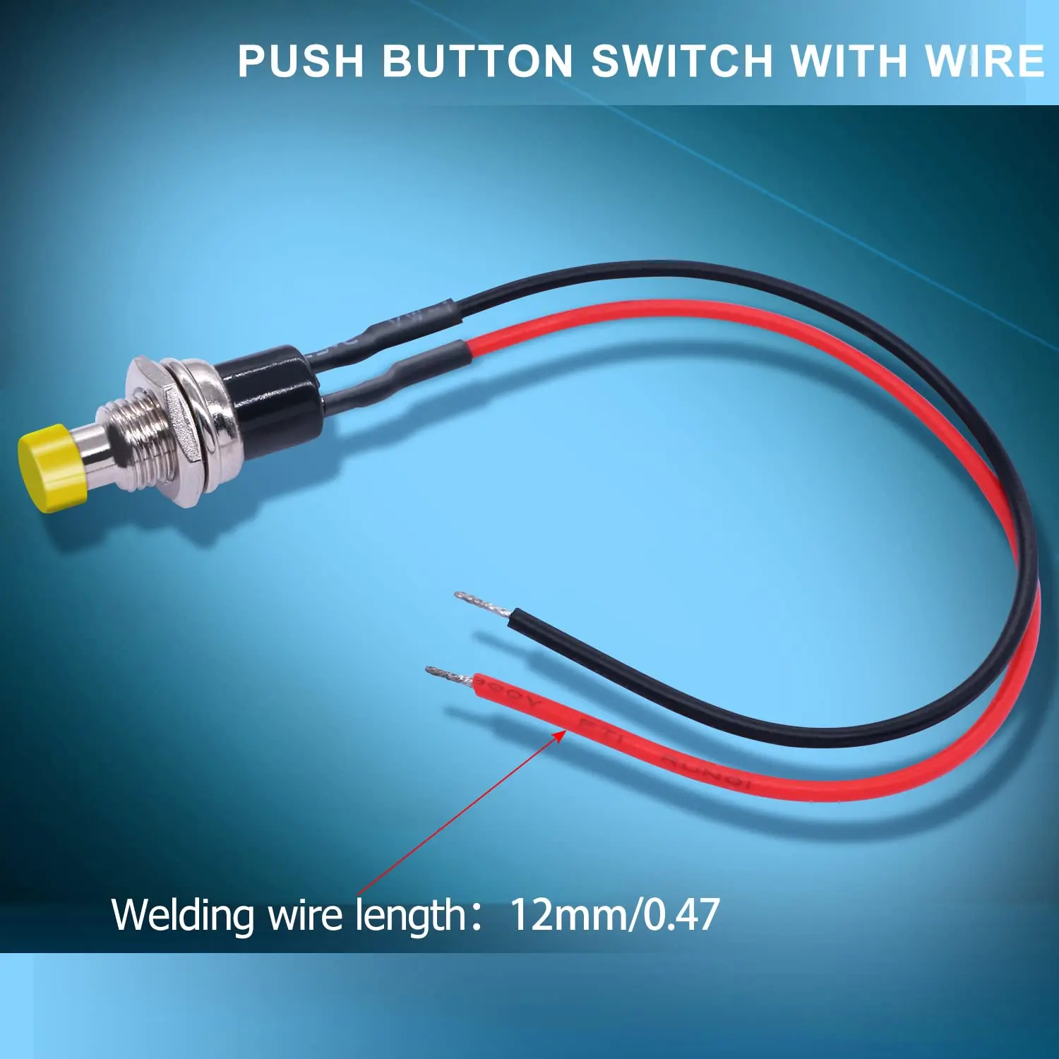 10Pcs 12V 250V Momentary Push Button Switch 2 Pins SPST 7mm Red and Black Normal Open 1A Mini Round Button Switch with Pre-solde