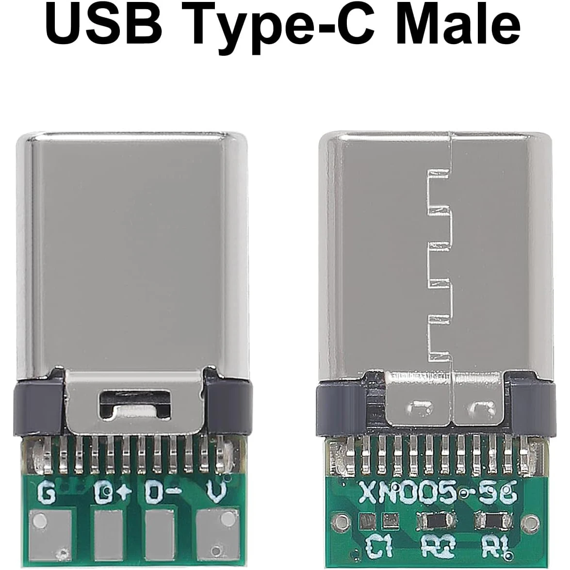 10 Pack USB C Connector - USB 3.1 Male Plug Port Type C Connector for Cable Repair - Solder Adapter with PCB Board black