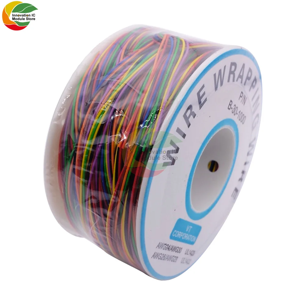 250M 30 AWG 8-Wire 0.25mm B-30-1000 UL1423 Colored Insulation Cable Copper Core Test Wrapping Wire Tinned Copper Solid Wire Line