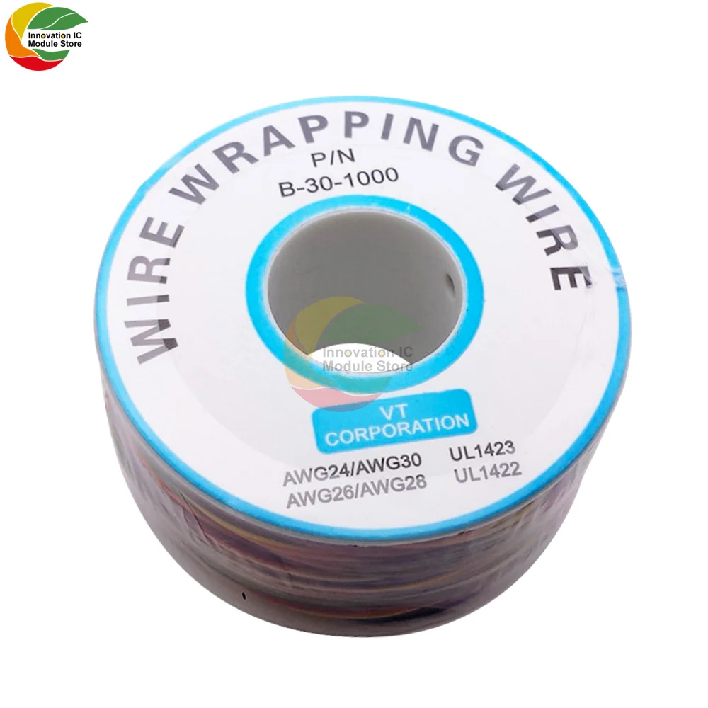 250M 30 AWG 8-Wire 0.25mm B-30-1000 UL1423 Colored Insulation Cable Copper Core Test Wrapping Wire Tinned Copper Solid Wire Line