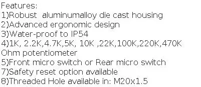 4.7k/10k/22K Potentiometer pedal switch speed governing foot switch frequency controller governor motor pedal switch