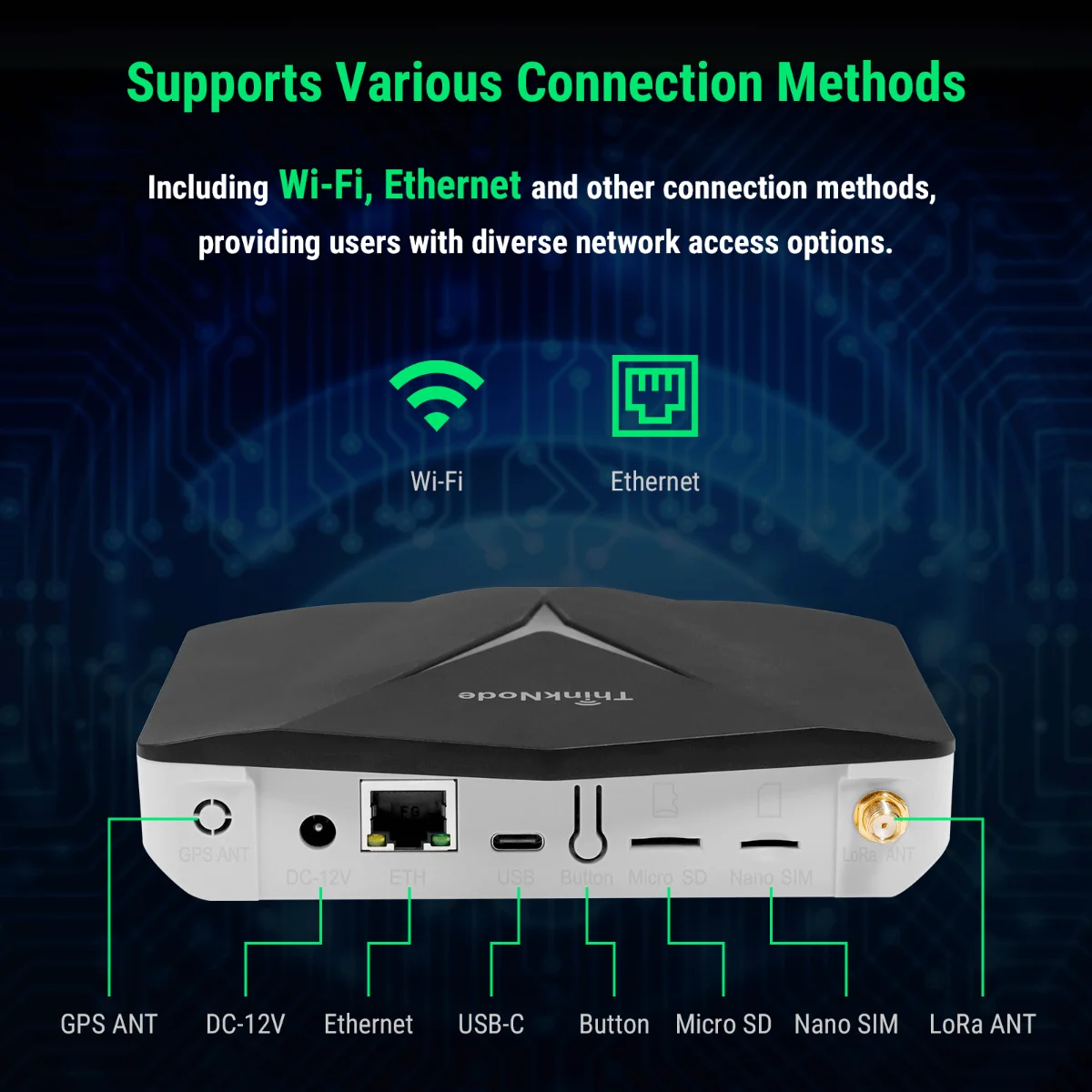 Elecrow ThinkNode G1 Indoor LoRaWAN Gateway Powered By SX1302 Chip 8-channel Transmission Support WiFi, Bluetooth, Ethernet