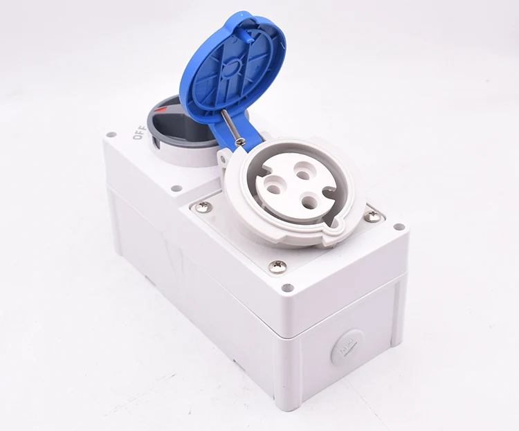Vertical Wall Mount Interlock Socket Receptacle 16A/32A 5 Pin Typ B Switched Mechanical Interlock Socket