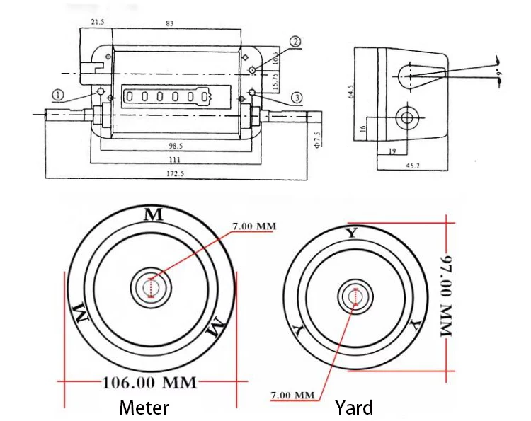 JM316 Mechanical Length measuring Textile Fabric Yarn Wheel Meter Counter Counters