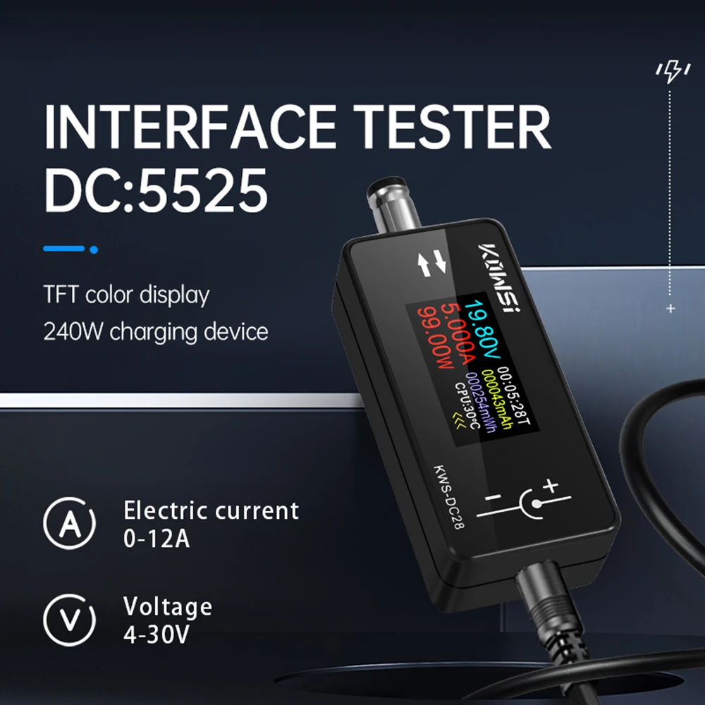 KWS-DC28 0,96 Zoll TFT HD Digitalanzeige DC Spannung Amperemeter Leistungsmesser Handy Ladetester Detektor Elektriker Werkzeug