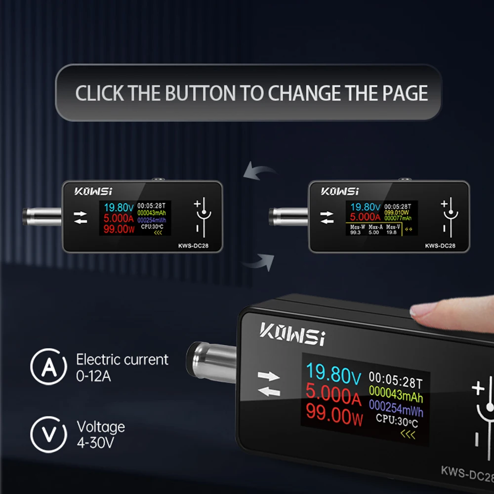 KWS-DC28 0,96 Zoll TFT HD Digitalanzeige DC Spannung Amperemeter Leistungsmesser Handy Ladetester Detektor Elektriker Werkzeug