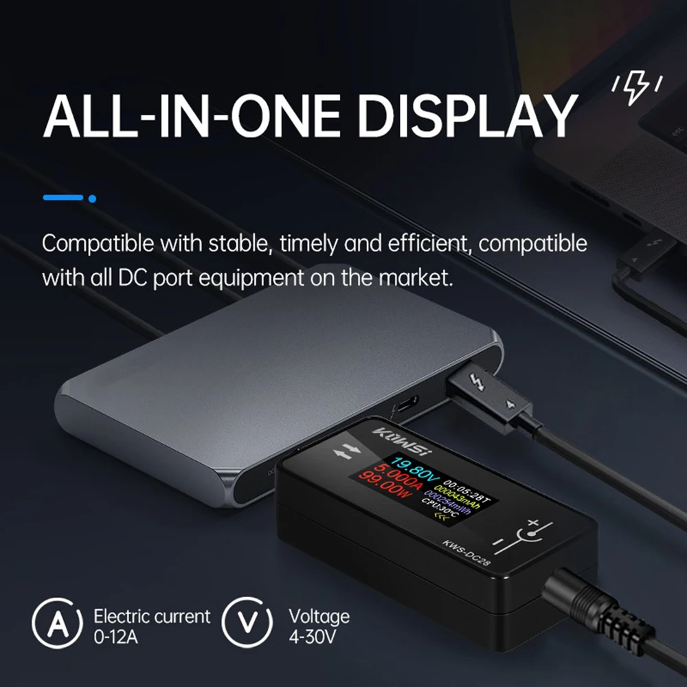 KWS-DC28 0,96 Zoll TFT HD Digitalanzeige DC Spannung Amperemeter Leistungsmesser Handy Ladetester Detektor Elektriker Werkzeug