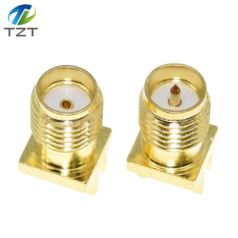 TZT 10Pcs SMA Female / Male Jack Solder 1.6mm Nut Edge Clip Straight Mount Gold Plated RF Connectors Receptacle Solder