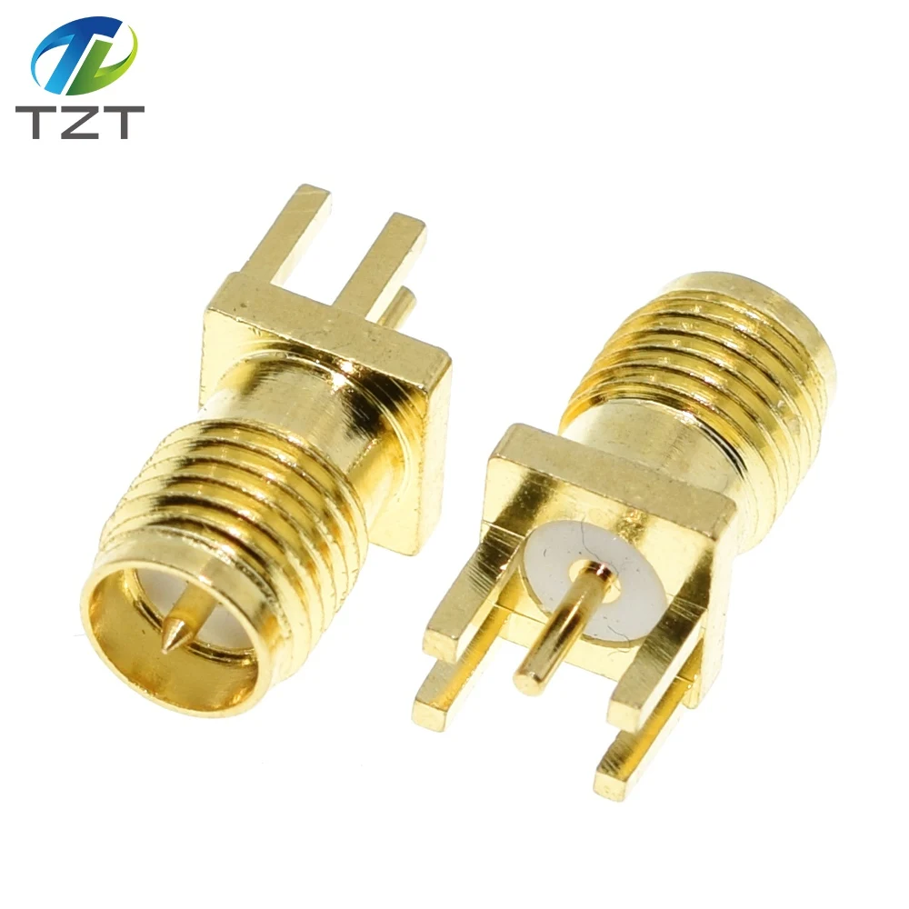 TZT 10Pcs SMA Female / Male Jack Solder 1.6mm Nut Edge Clip Straight Mount Gold Plated RF Connectors Receptacle Solder