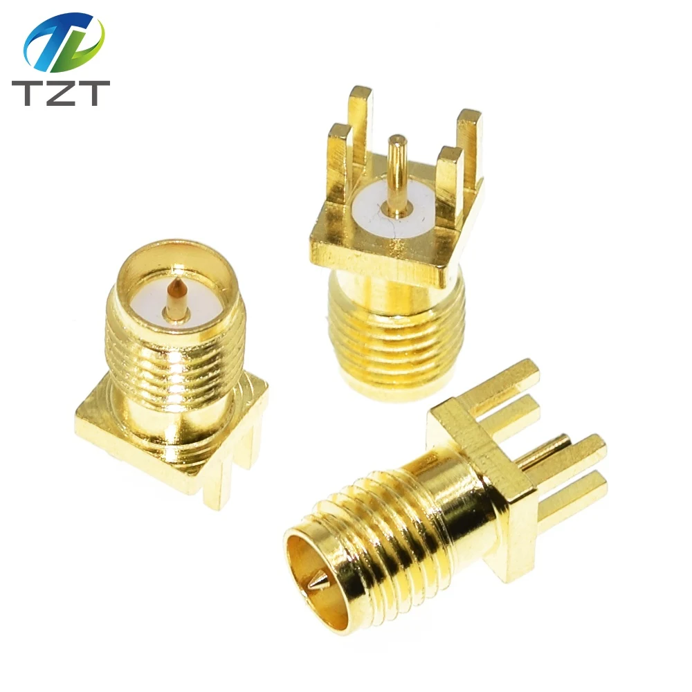 TZT 10Pcs SMA Female / Male Jack Solder 1.6mm Nut Edge Clip Straight Mount Gold Plated RF Connectors Receptacle Solder