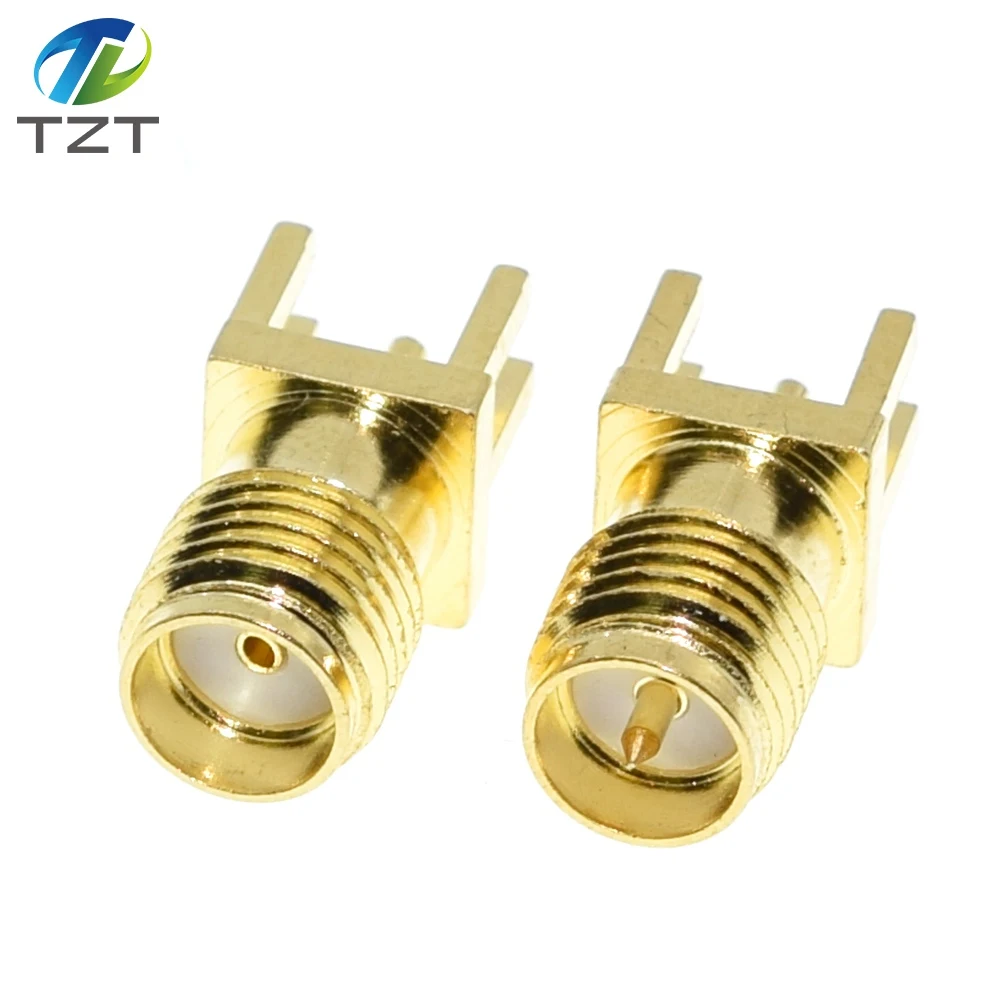 TZT 10Pcs SMA Female / Male Jack Solder 1.6mm Nut Edge Clip Straight Mount Gold Plated RF Connectors Receptacle Solder