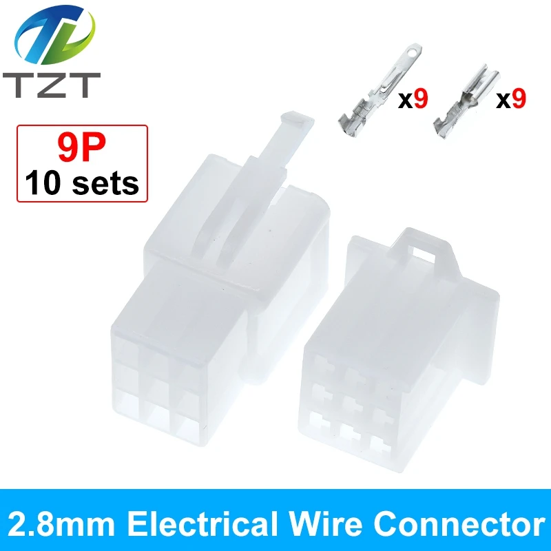 10set 2.8mm 2/3/4/6/9 Pin Automotive 2.8 Electrical Wire Connector Male Female Terminal-Block Cable Plug Kits