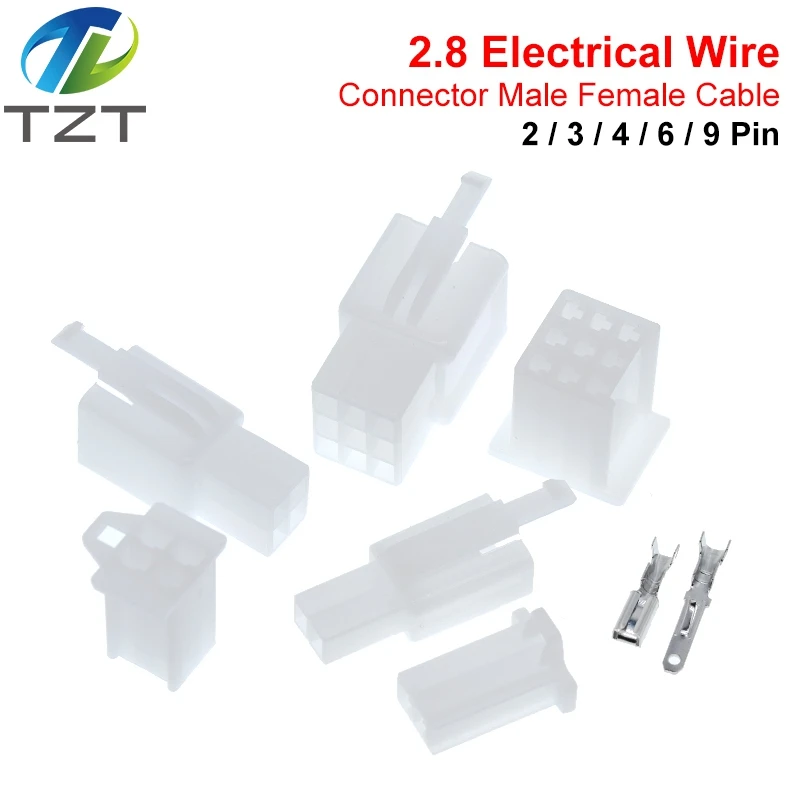 10set 2.8mm 2/3/4/6/9 Pin Automotive 2.8 Electrical Wire Connector Male Female Terminal-Block Cable Plug Kits
