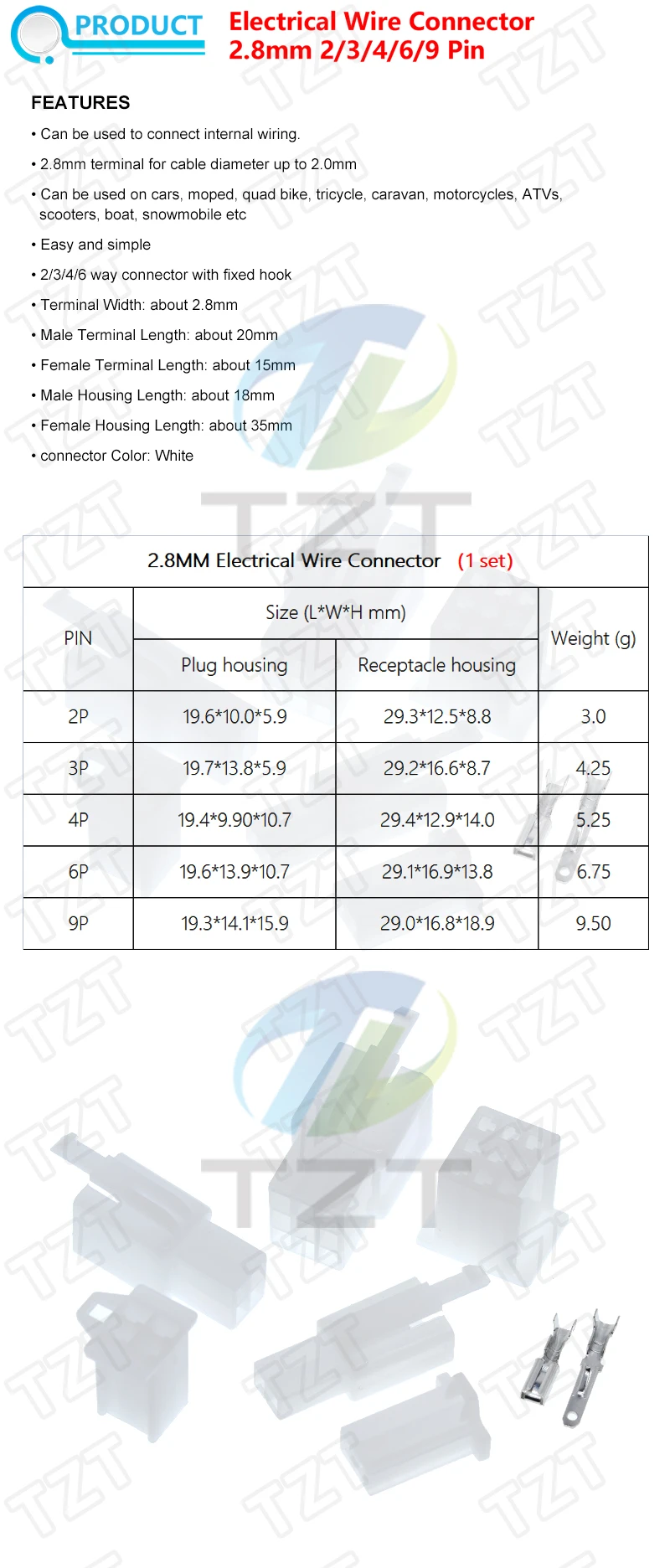 10set 2.8mm 2/3/4/6/9 Pin Automotive 2.8 Electrical Wire Connector Male Female Terminal-Block Cable Plug Kits