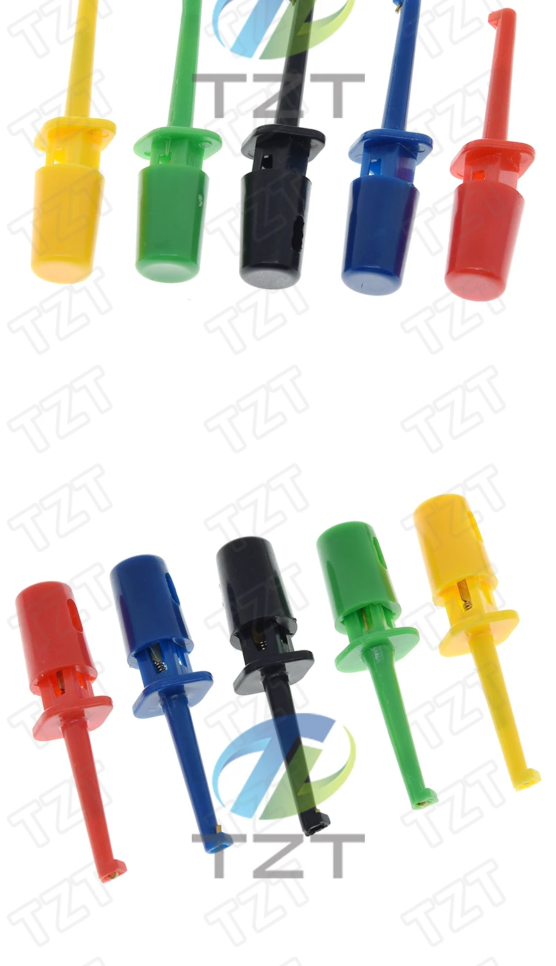 10Pcs Mini Single Test Hook Clip Test Probe for Electronic Testing Grabber Small Size Round Crocodile Clip Hook Test Clip