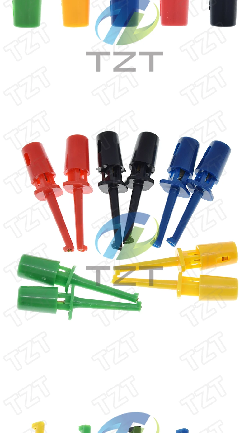 10Pcs Mini Single Test Hook Clip Test Probe for Electronic Testing Grabber Small Size Round Crocodile Clip Hook Test Clip