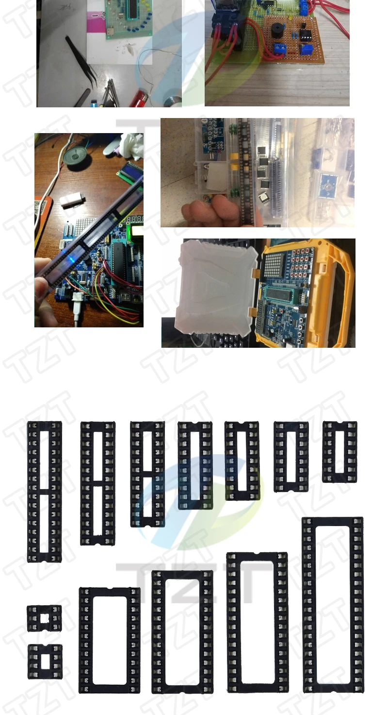 10pcs TZT IC Seat 6P/8P/14P/16P/18P/20P/24P/28P DIP IC Sockets Adaptor Solder Type 28 pin Narrow Body DIP Sockets MCU Seat