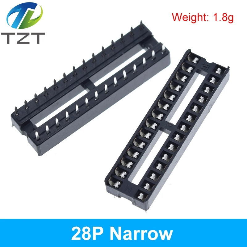 10pcs TZT IC Seat 6P/8P/14P/16P/18P/20P/24P/28P DIP IC Sockets Adaptor Solder Type 28 pin Narrow Body DIP Sockets MCU Seat