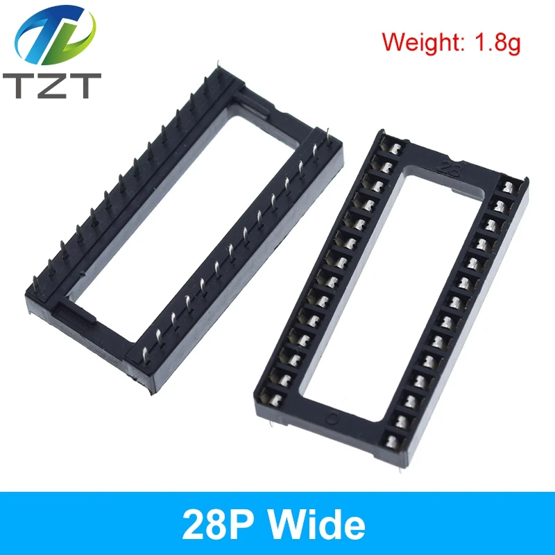 10pcs TZT IC Seat 6P/8P/14P/16P/18P/20P/24P/28P DIP IC Sockets Adaptor Solder Type 28 pin Narrow Body DIP Sockets MCU Seat
