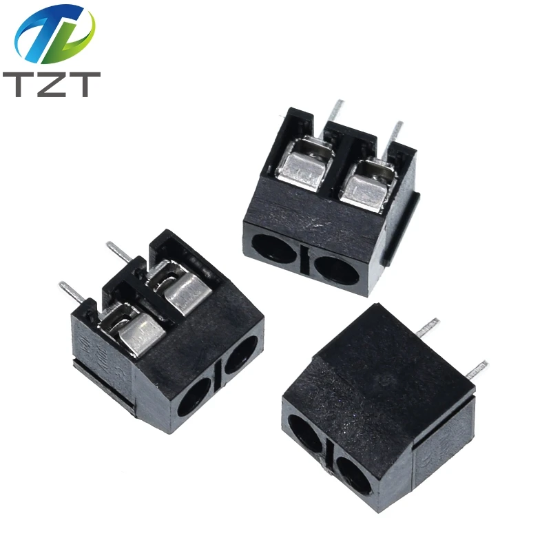 TZT 10PCS/LOT KF301-2P KF301-5.0-2P KF301 Screw 2Pin 5.0mm Straight Pin Screw terminal-block Connector Black Red and Blue