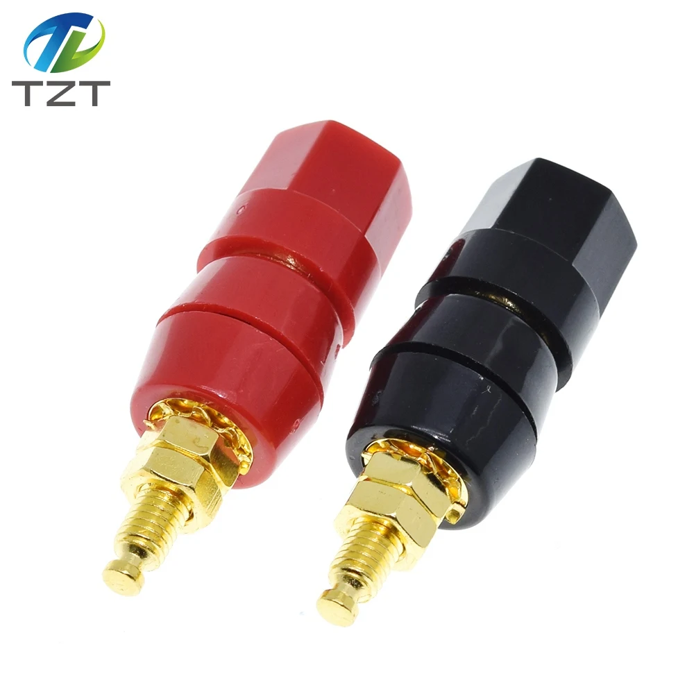 TZT 1pair(black+red) Red Black Connector Amplifier Binding Post Banana Speaker Plug Jack Adapter Socket