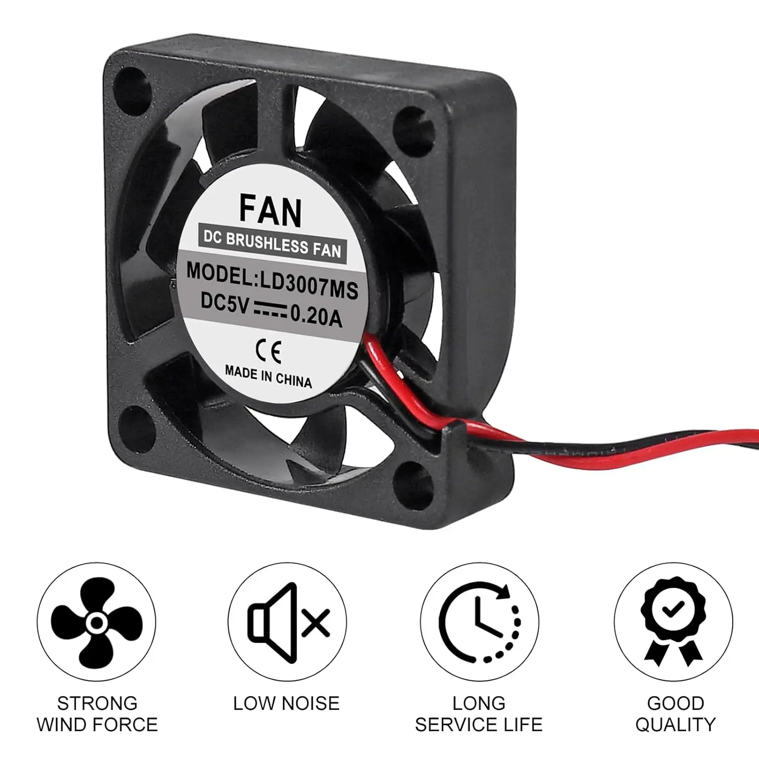 4pcs 3007 Fan Black for Raspberry Pi 4 Fan 30x30x7mm Pi Brushless Cooling Fan 3.3V 5V DC Quiet Fan for Raspberry Pi 4, Pi 3 B+